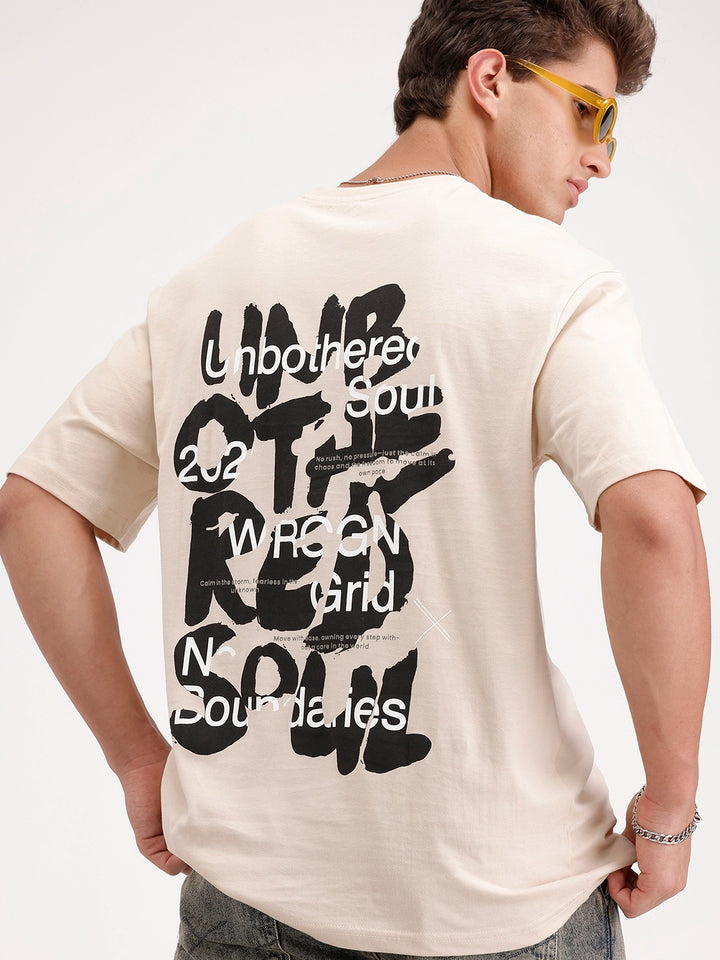 Oversized Fit Back Printed T-Shirt | Beige