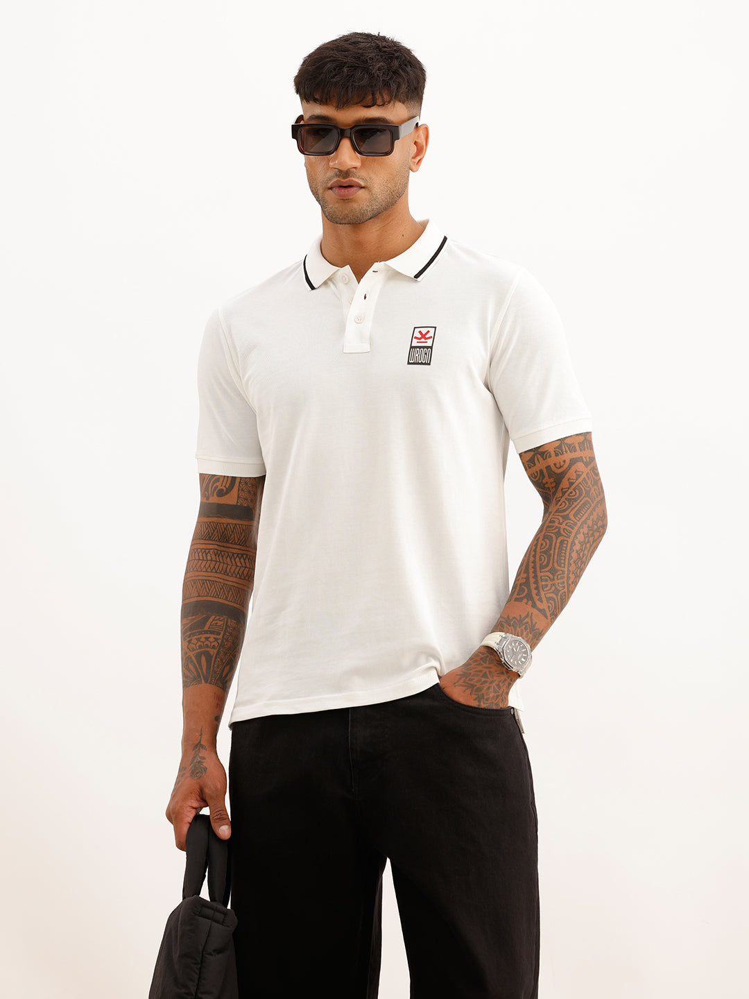 Regular Fit Tipping Collar Polo T-Shirt | Off White