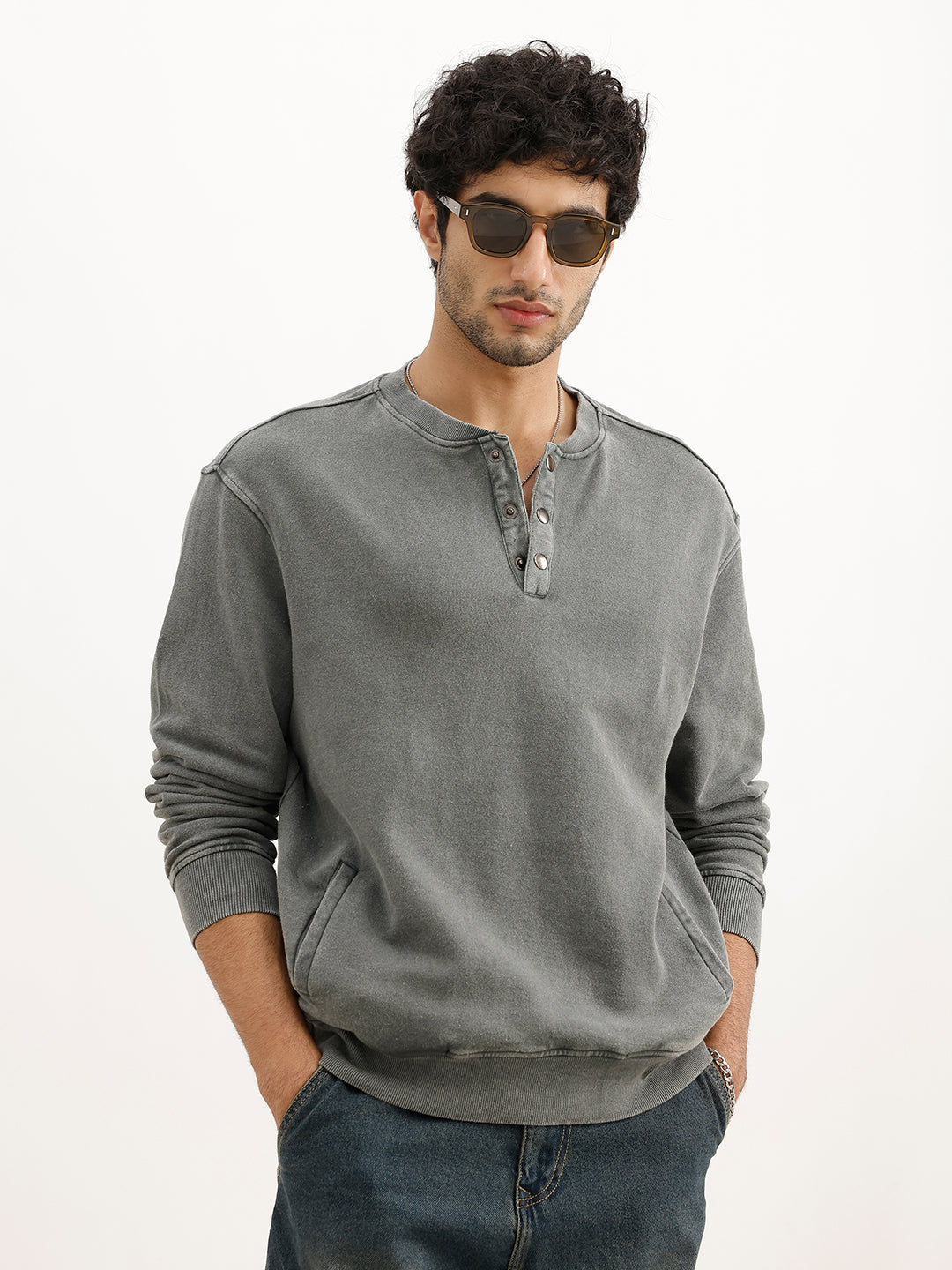 Washed Comfort Fit Sweatshirt | Olive