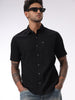 Black Short Sleeve Cotton Shirt