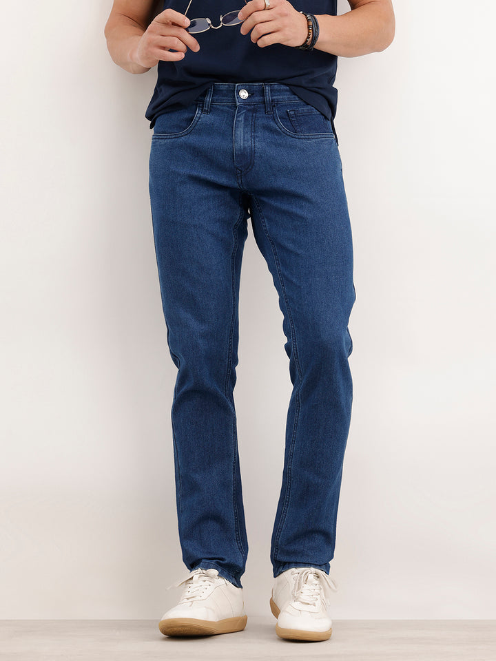 Slim Fit Solid Denim Jeans  | Blue
