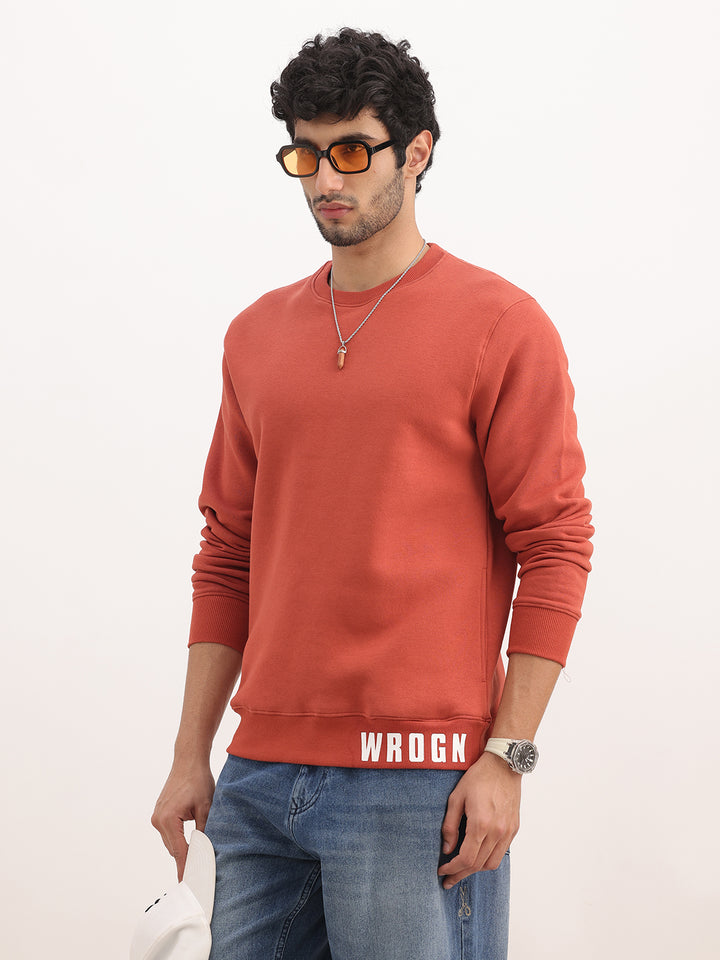 Slim Fit Placement Printed Sweatshirt | Red