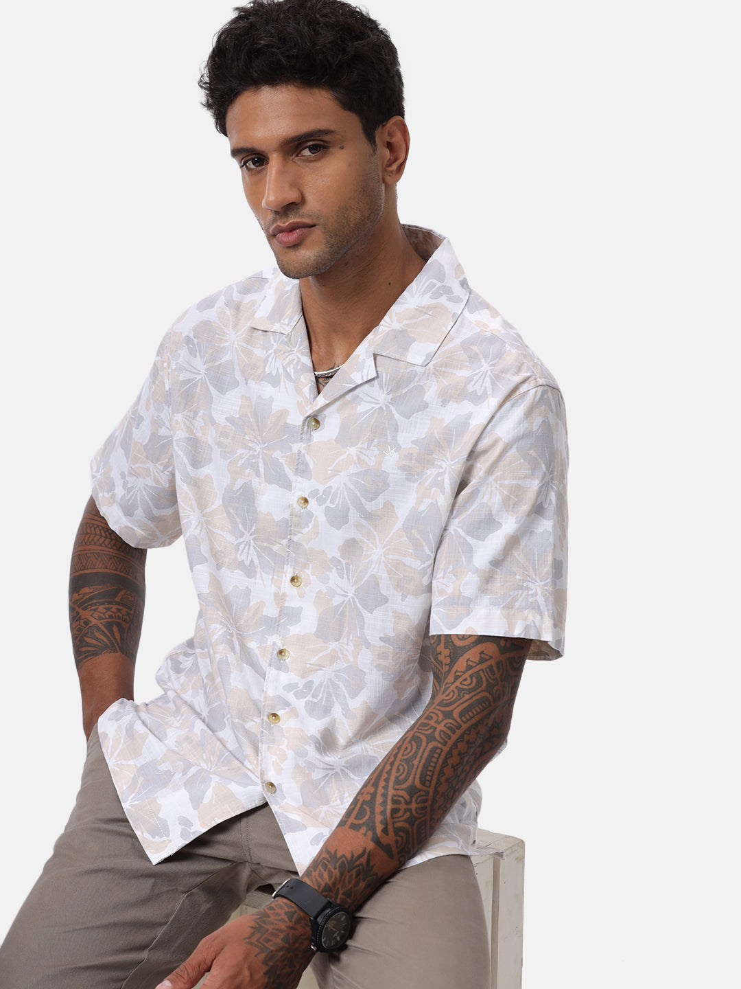 White Floral AOP Spoyl Shirt