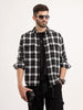 Regular Fit Herringbone Checkered Shirt | Black