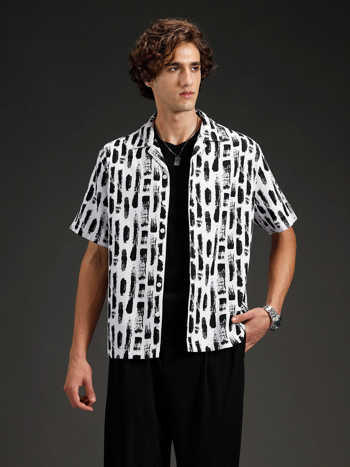Wrogn All-Over-Printed Resort Collared Shirt | White