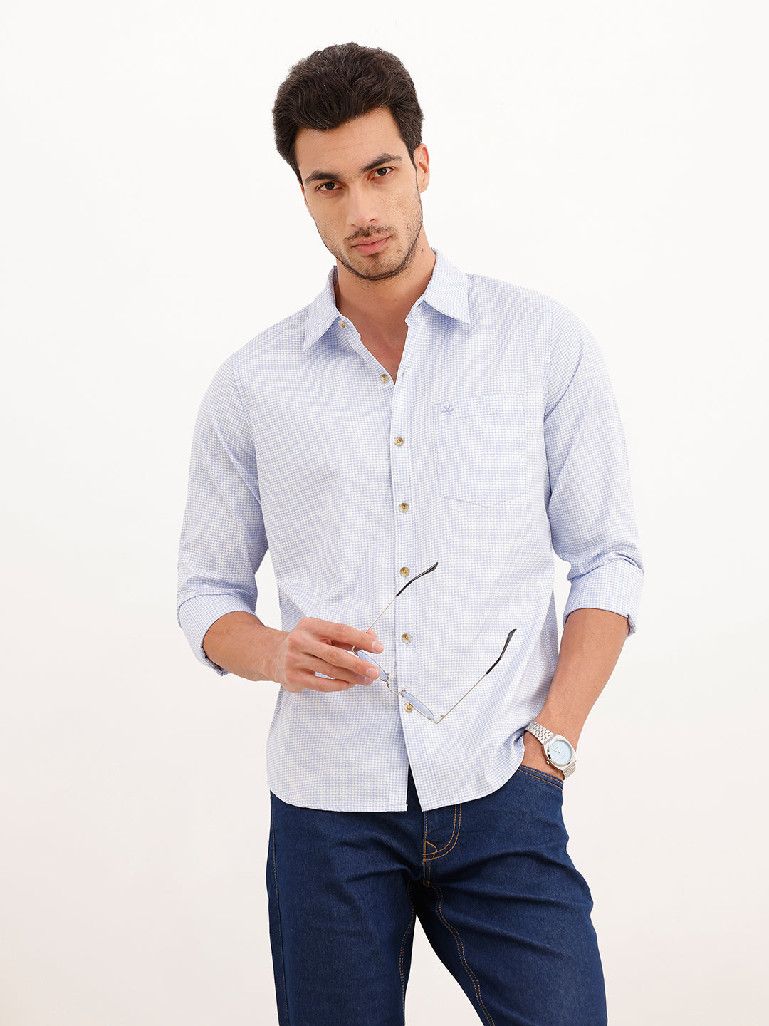 Classic Regular Fit Printed Shirt | Light Blue | WWSH9172F
