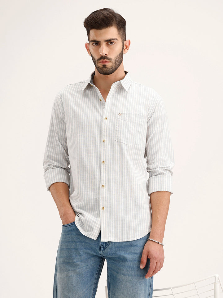 Slim Fit Striped Shirt | Off White