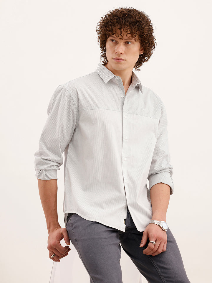 Comfort Fit Checkered Shirt  | Grey