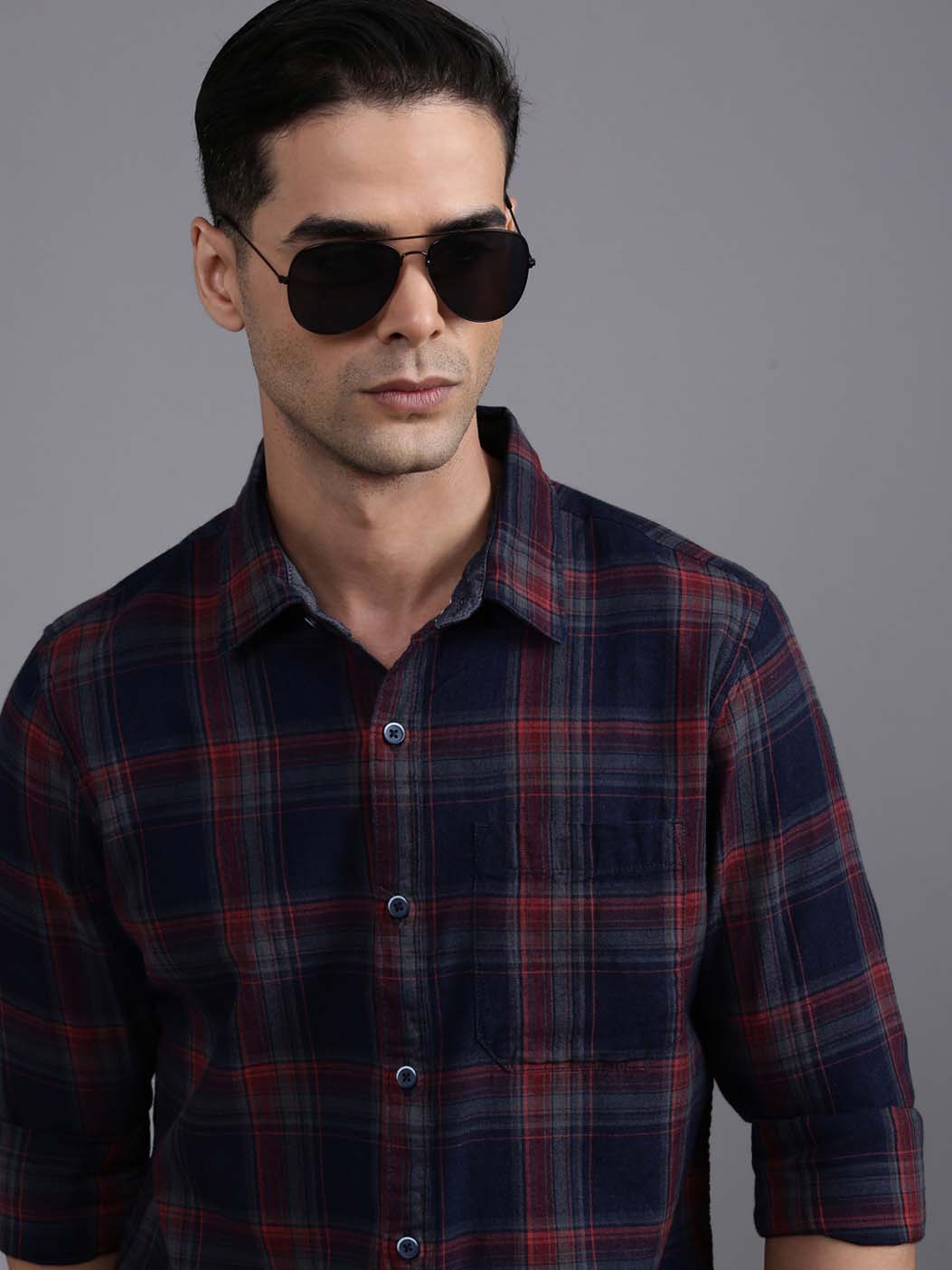 Red on Blue Checked Shirt