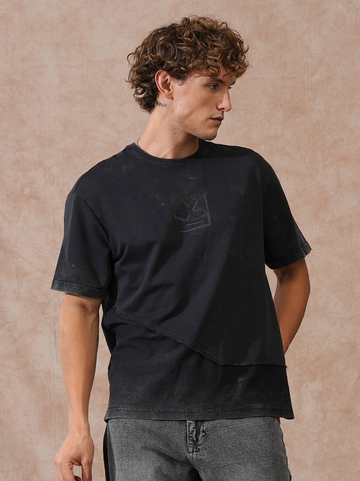 Acid Washed Oversized Fit T-Shirt | Black