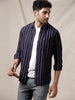 Vertical Striped Navy Shirt