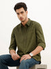 Solid Regular Fit Full Sleeve Shirt | Olive