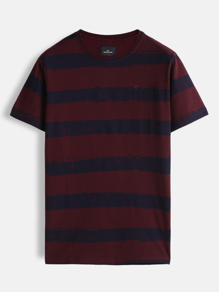Casual Stripes Slim Fit T-Shirt | Red