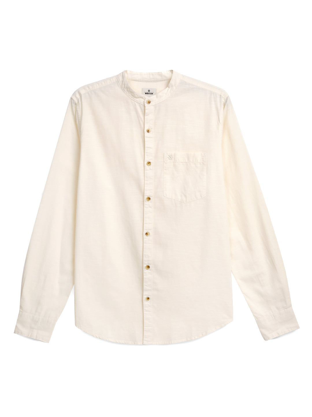 Light Beige Mandarin Collar Shirt