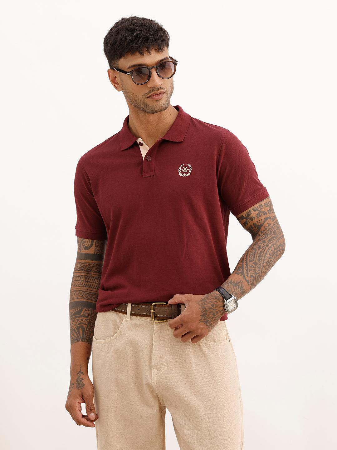 Solid HD Printed Polo T-Shirt | Maroon | WWTS307F