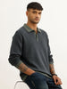 Classic Contrast Collar Knitted T-Shirt | Blue