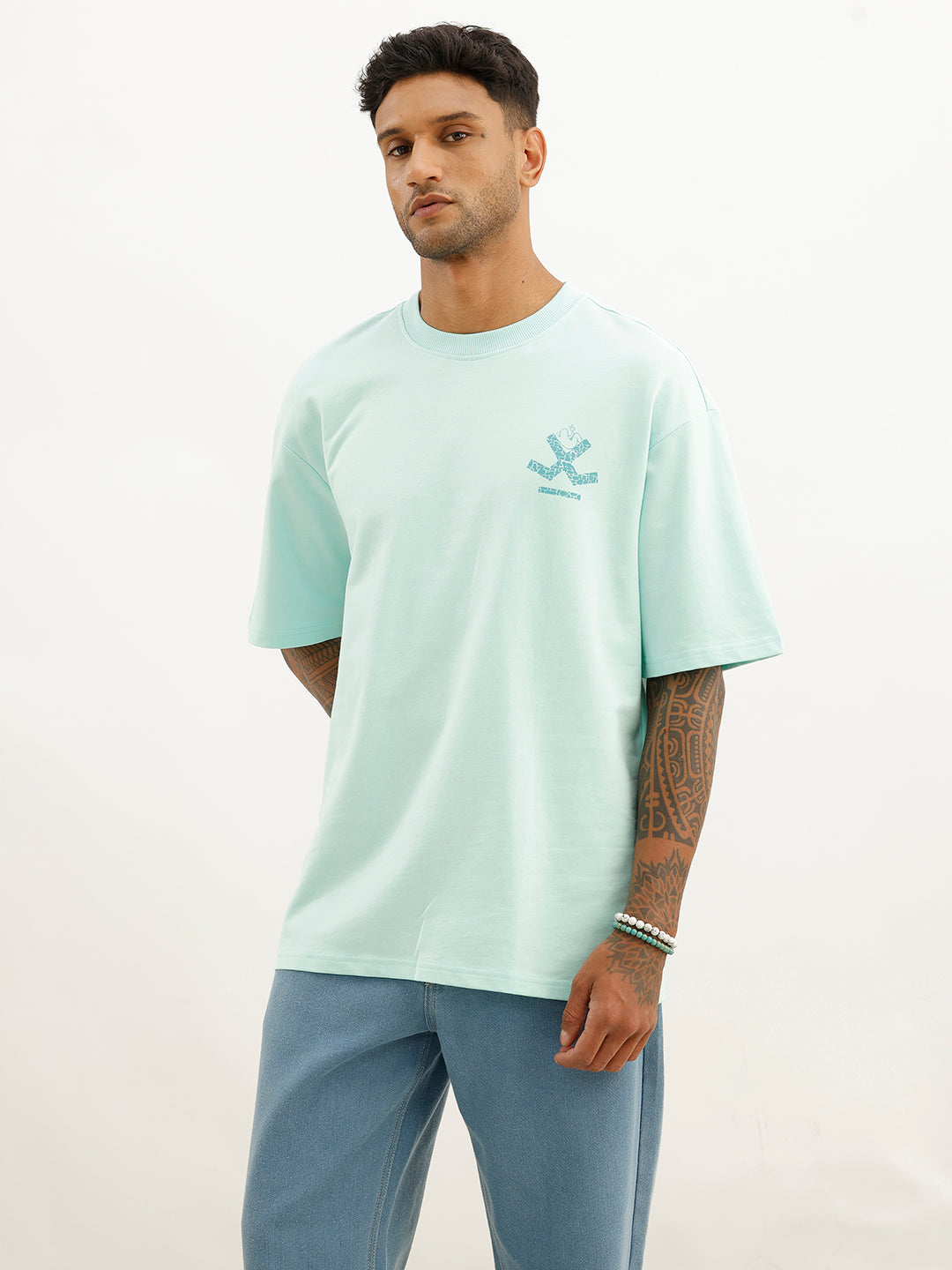 Oversized Back Printed T-Shirt | Light Green