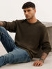 Comfort Fit Textured Knited Sweater | Olive