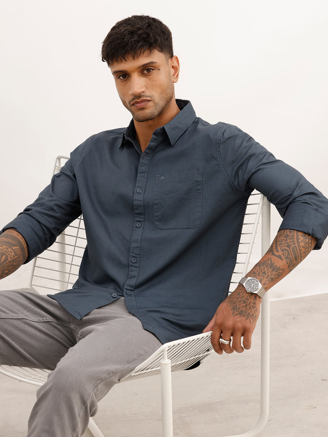 Solid Regular Fit Shirt | Dark Blue