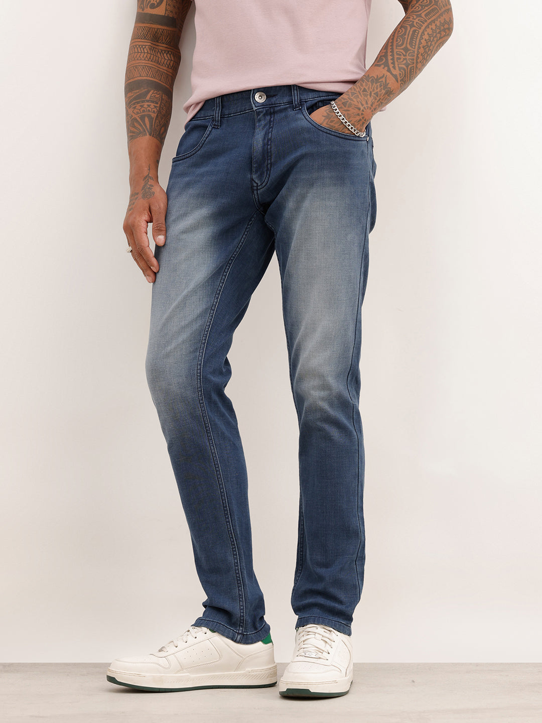 Slim Fit Faded Denim Jeans | Blue