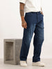 Faded Loose Fit Denim Cargo | Dark Blue