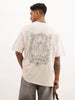 Classic Oversized Fit Back Print T-Shirt | Beige