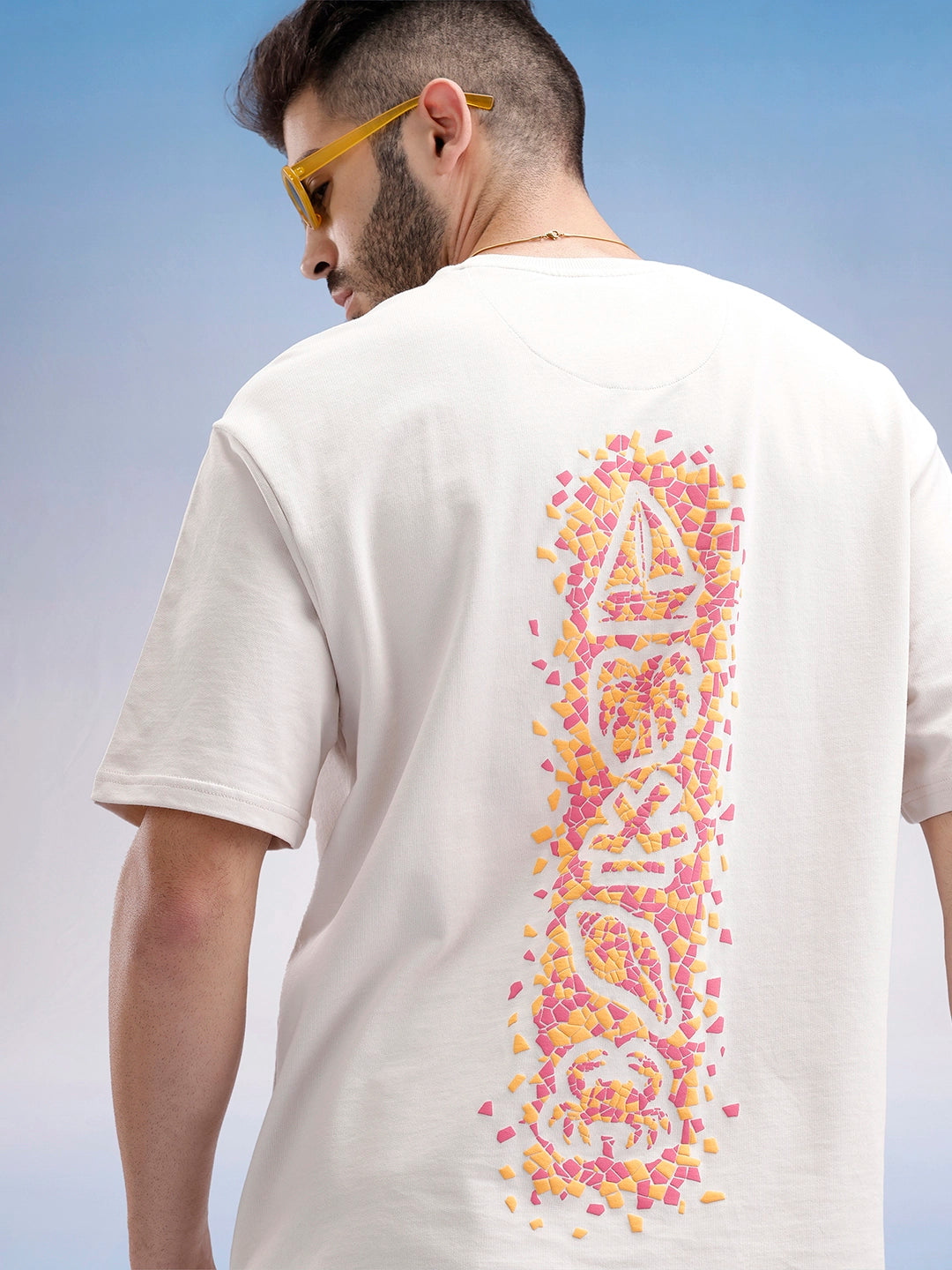 Oversized Fit Puffer Printed T-Shirt | Beige