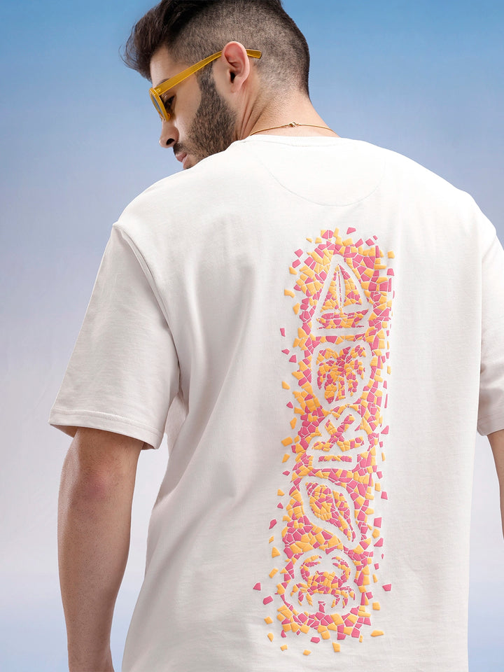 Oversized Fit Puffer Printed T-Shirt | Beige