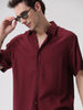 Solid Wine Viscose Shirt