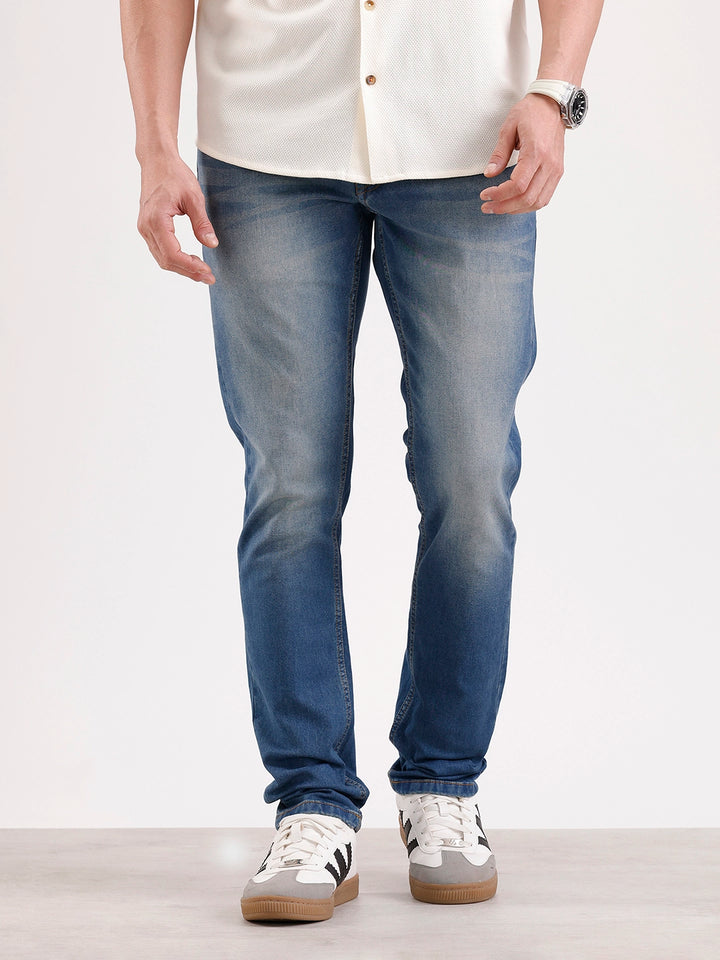 Light Faded Slim Fit Denim Jeans  | Blue