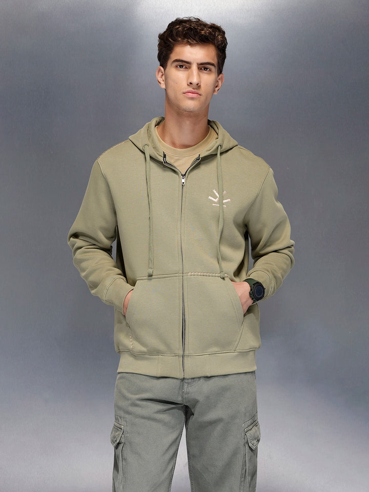 Soft fleece hoodie with tonal logo & stitch detail | Light Green