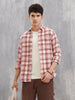 Brushed Herringbone Flannel Check Shirt In Regular Fit | Pink