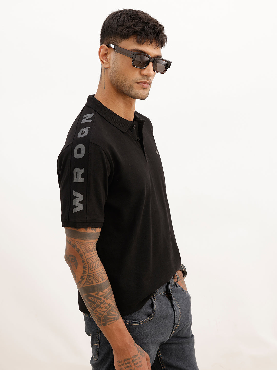 Solid Slim Fit Polo T-Shirt | Black
