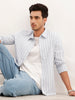 Classic Slim Fit Brushed Striped Shirt | Blue