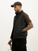Slim Fit Cut Off Sleeves Hooded Puffer Jacket | Black