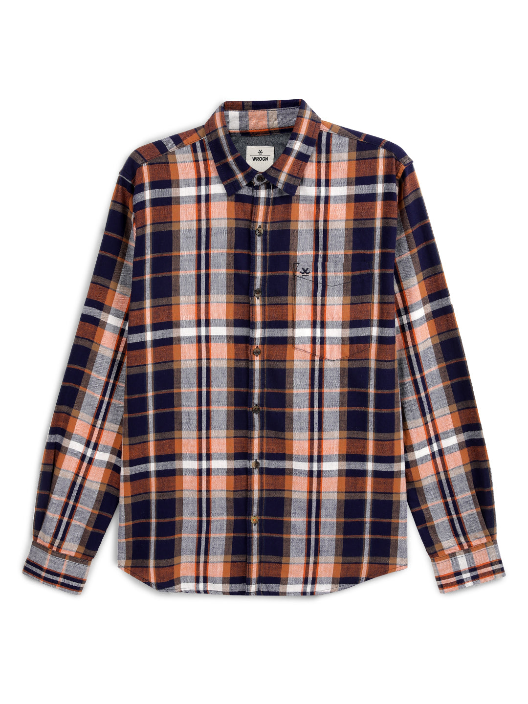 Orange Checked Slim Fit Shirt