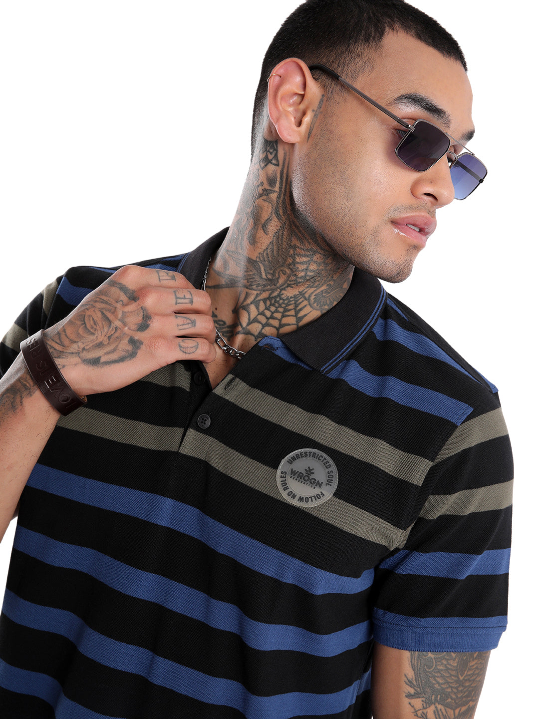 Urban Black Striped Polo T-Shirt