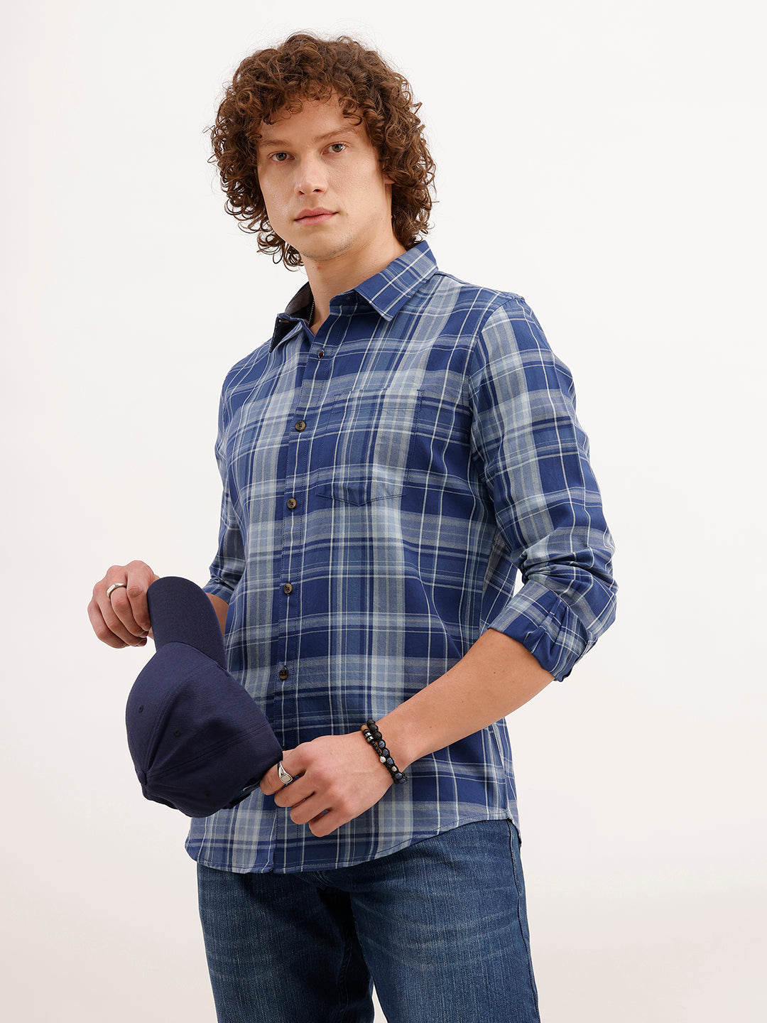 Slim Fit Checkered Shirt | Blue