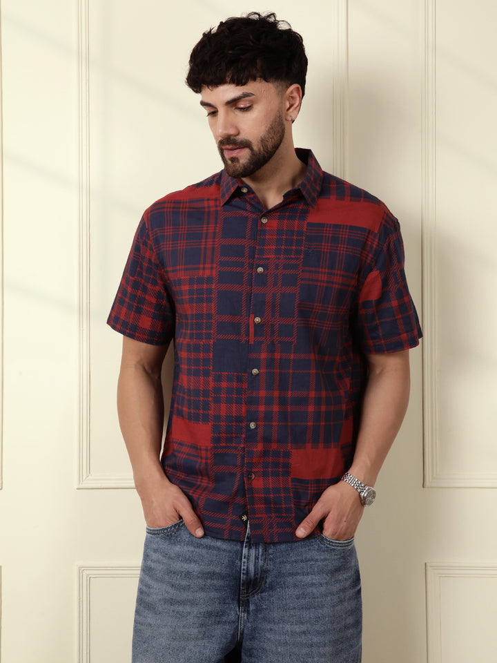 Patchwork Printed AOP Shirt | Red