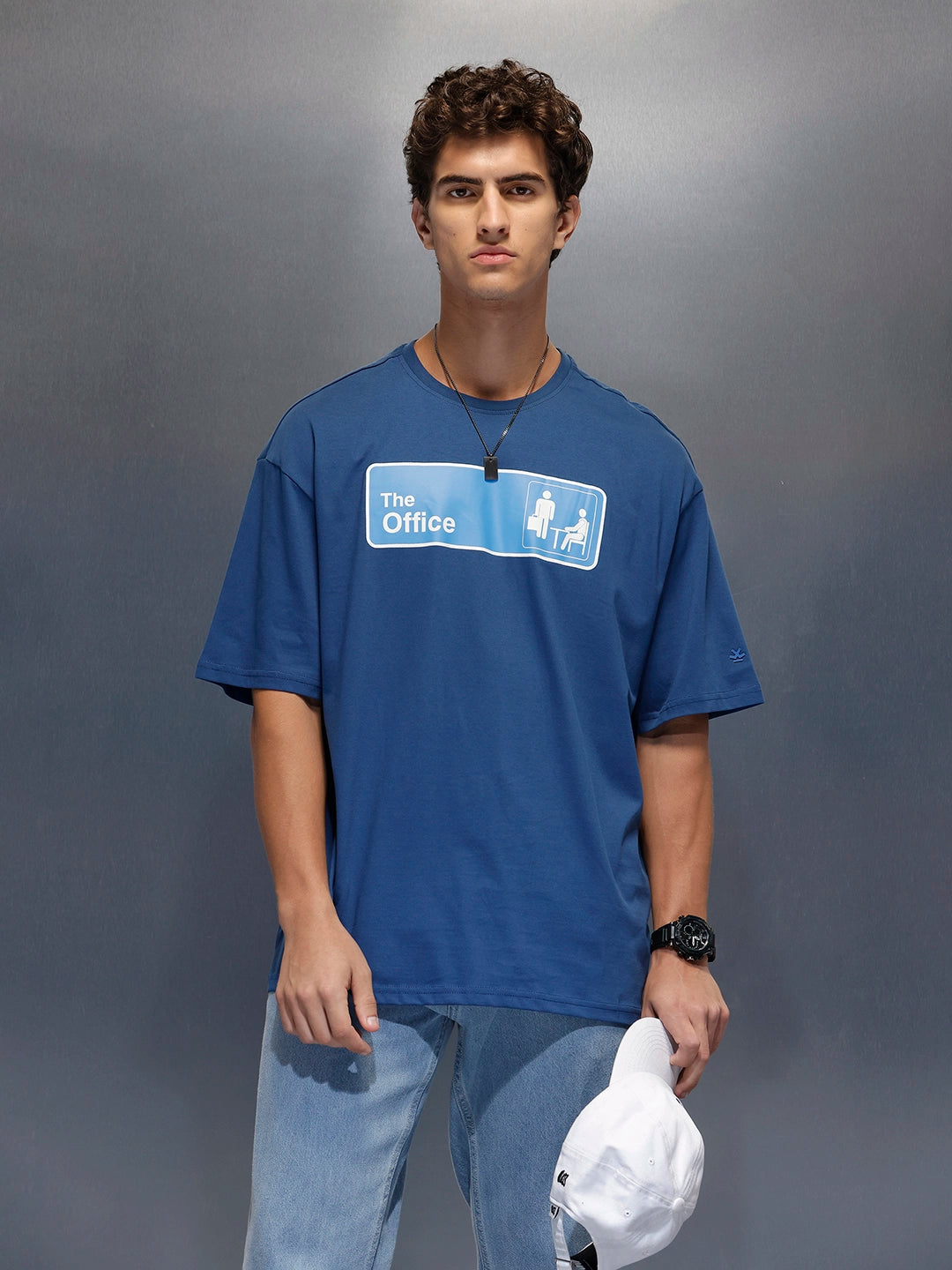 Men's Oversized 'The Office' Inspired Print  |  Navy Blue