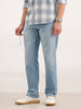 Straight Fit Faded Denim Jeans  | Light Blue