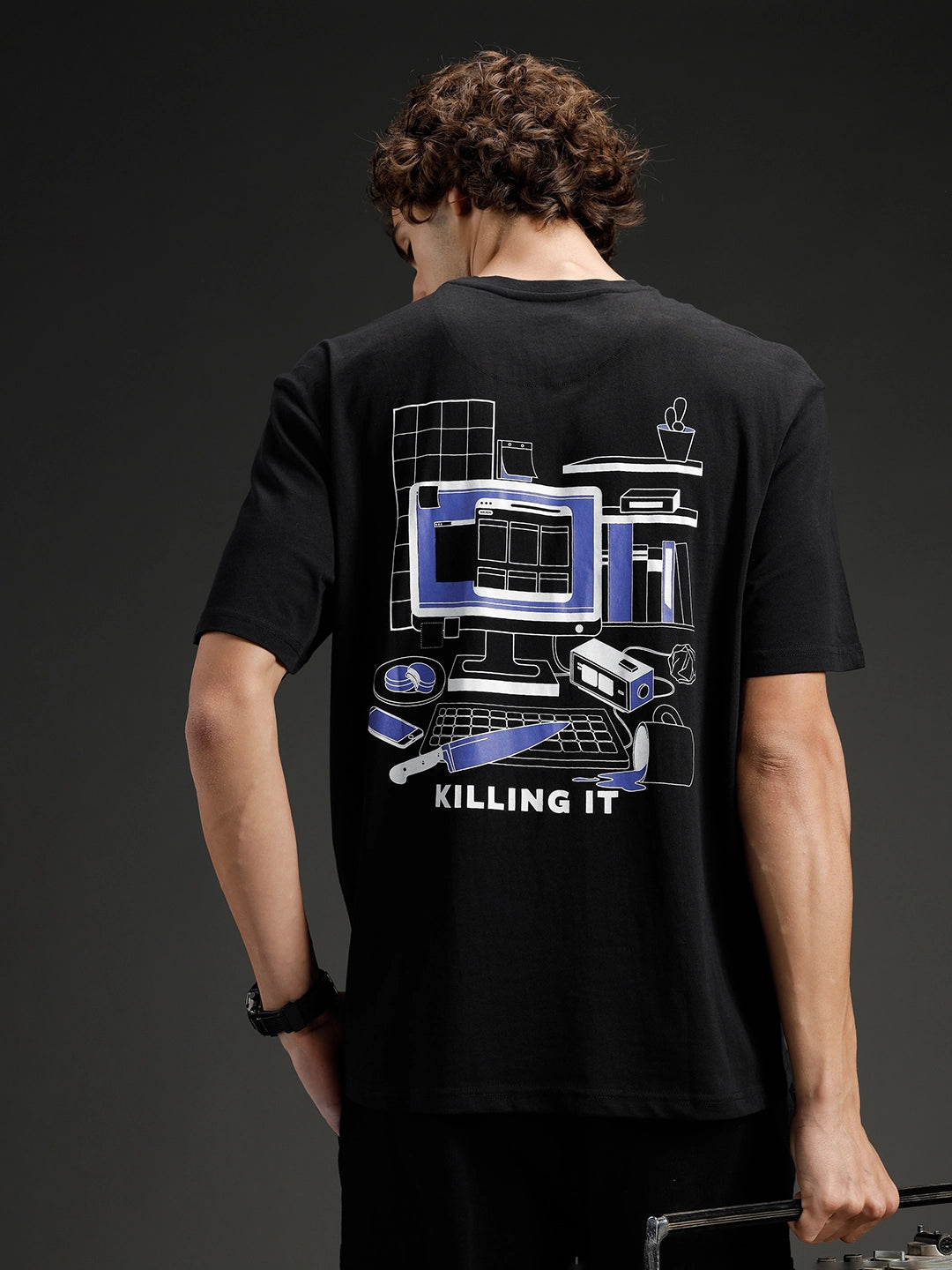 Men's Oversized Graphic Print T-shirt | Black