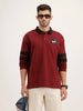 Oversized Contrast Collar Polo T-Shirt | Maroon