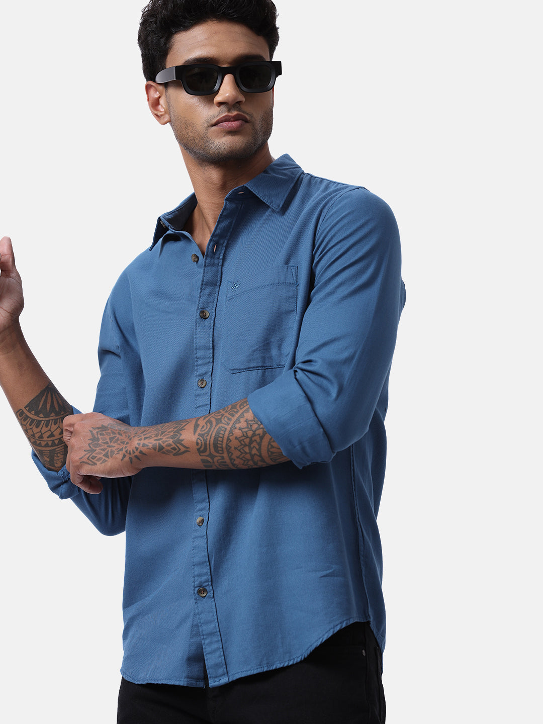 Solid Blue Casual Shirt