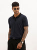 Solid Slim Fit Polo T-Shirt | Navy Blue