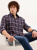 Slim Fit Checkered Shirt  | Navy Blue