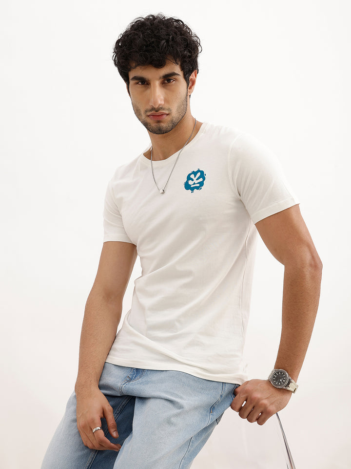 Slim Fit Placement Printed T-Shirt | Off White