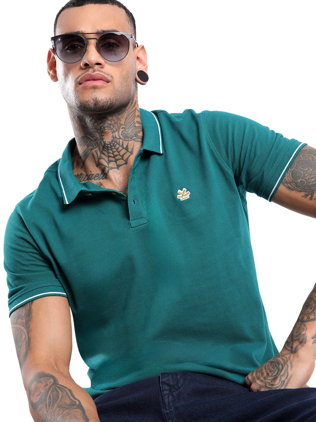 Classic Teal Tipping Polo T-Shirt