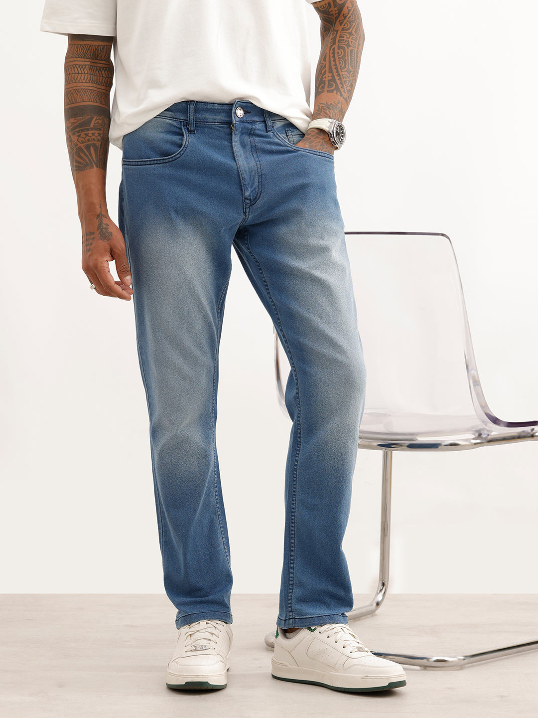 Heavy Faded Relaxed Fit Denim Jeans | Dark Blue