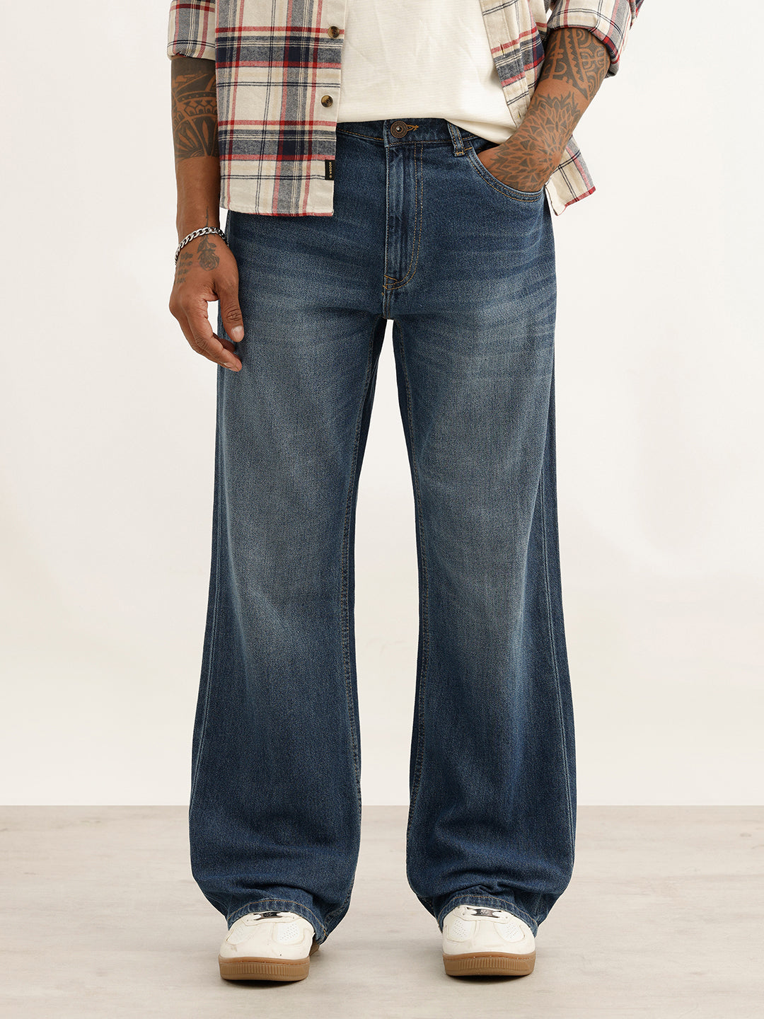 Classic Washed Bootcut Denim Jeans | Blue